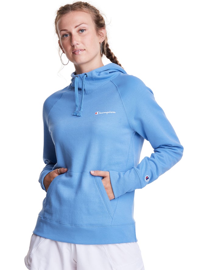 Sudadera Con Capucha Champion Mujer - Powerblend Script Logo ( Azules Claro ) 3861792-PF